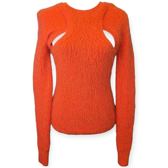 New Isabel Marant Cut Out Sweater Orange Mohair Trendy Influencer XL - Picture 1 of 13